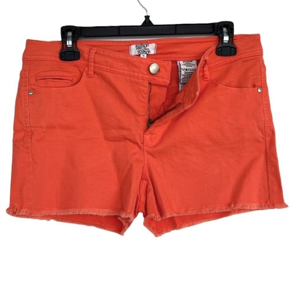 RW&CO orange distressed denim shorts